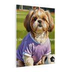 Shih Tzu Oil Painting Soccer Portrait Canvas Wall Art | Dog Lover Gift | Pet Decor | Sports Fan Art