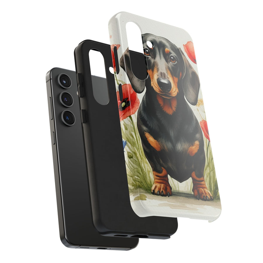 Dachshund Watercolor Wildflower Field Phone Case | Premium Dog Prints | Tritan — detail view