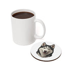 Siberian Husky Low Poly Monochrome Gold Cork Back Coaster | Dog Lover Gift