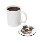 Australian Shepherd Low Poly Monochrome Gold Cork Back Coaster | Dog Lover Gift