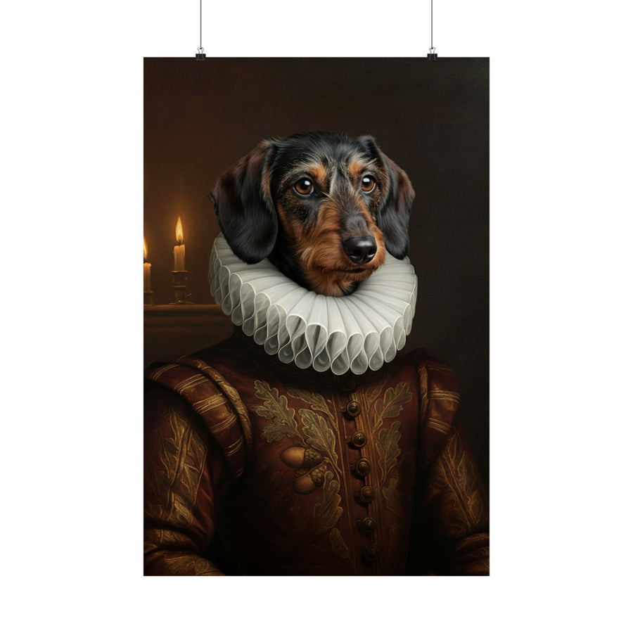Dachshund Renaissance Royal Portrait Matte Poster, Regal Dog Art Print, Dachshund Lover Gift, Wall Art