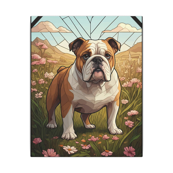 English Bulldog Stained Glass Canvas Print, Dog Wall Art Decor, Pet Lover Gift, Dog Art, Housewarming Gift