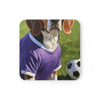 Beagle Coaster | Oil Painting Soccer Portrait Dog Art | Pet Lover Gift & Home Decor