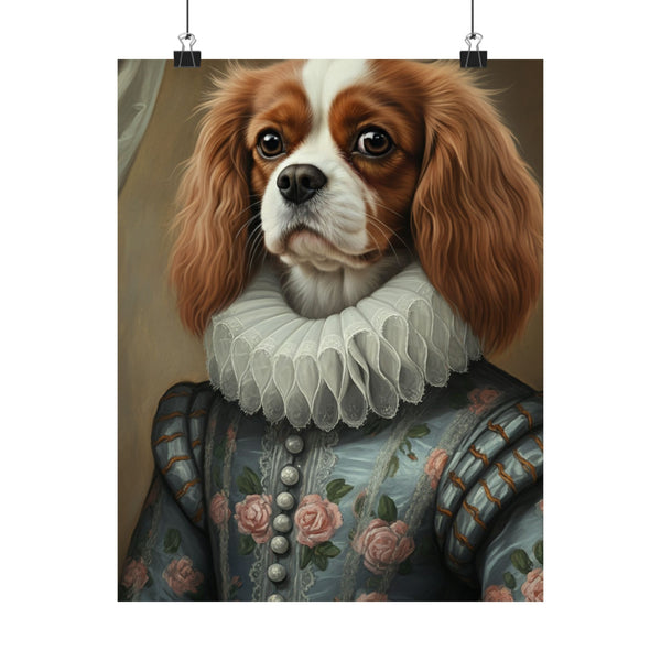 Cavalier King Charles Spaniel Renaissance Royal Portrait Matte Poster, Regal Dog Art Print, Cavalier King Charles Spaniel Lover Gift, Wall Art