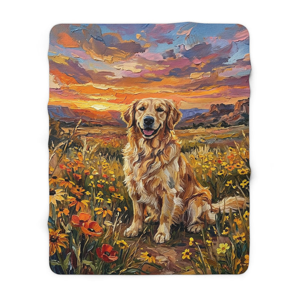 Golden Retriever Acrylic Gallery Print Sunset Prairie Throw Blanket | Premium Dog Prints | Tritan