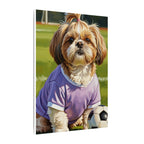Shih Tzu Oil Painting Soccer Portrait Canvas Wall Art | Dog Lover Gift | Pet Decor | Sports Fan Art