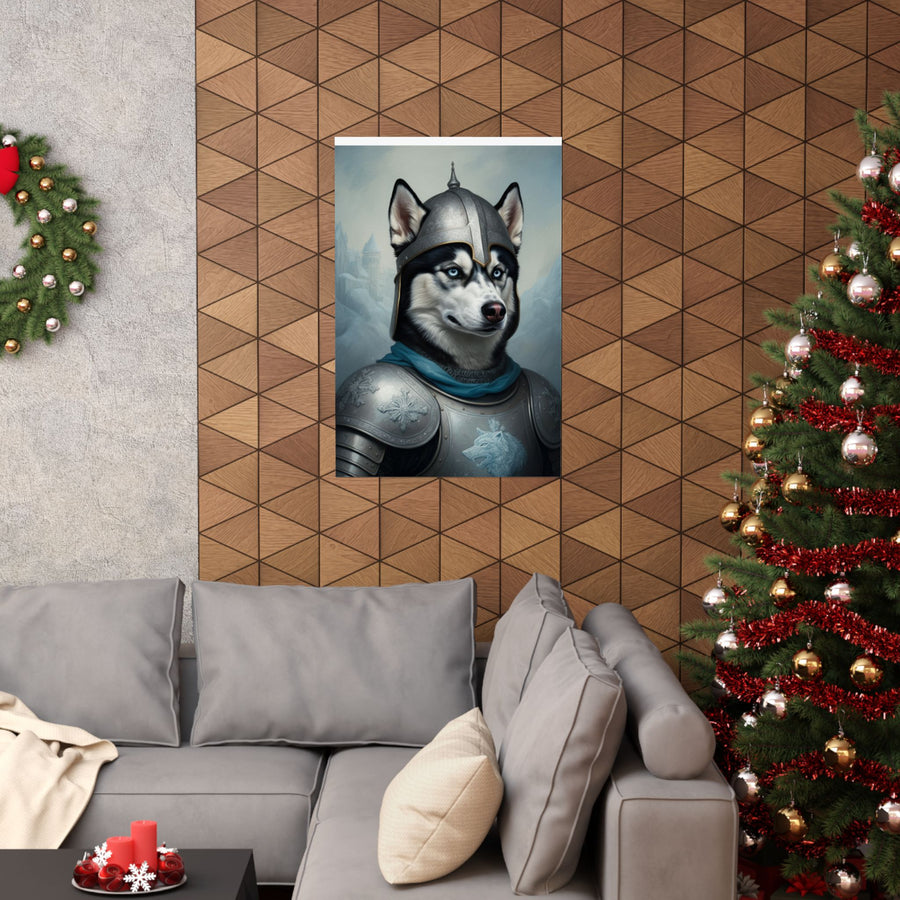 Siberian Husky Medieval Knight Portrait Matte Poster, Regal Dog Art Print, Siberian Husky Lover Gift, Wall Art