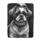 Shih Tzu Charcoal Portrait Sherpa Fleece Blanket | Dog Lover Gift — primary view