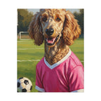 Poodle Oil Painting Soccer Portrait Wall Art, Poodle Mom Gift, Dog Lover Decor, Stretched Canvas Print