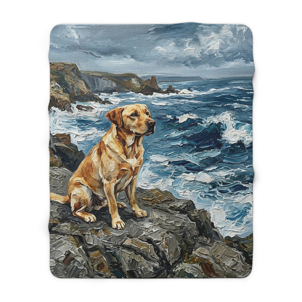 Labrador Retriever Acrylic Gallery Print Coastal Cliffside Throw Blanket | Premium Dog Prints | Tritan