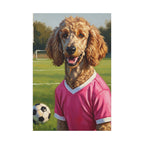 Poodle Oil Painting Soccer Portrait Wall Art, Poodle Mom Gift, Dog Lover Decor, Stretched Canvas Print