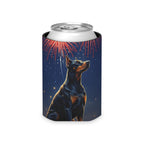 Doberman America 250 Patriotic Dog Pattern Can Cooler | America 250 Party Drink Holder | Doberman Mom Dad Gift | Summer BBQ Decor
