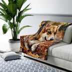 Corgi Watercolor Autumn Path Throw Blanket | Premium Dog Art | Tritan