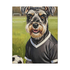 Miniature Schnauzer Soccer Portrait Oil Painting Canvas Wall Art, Schnauzer Dog Lover Gift, Pet Decor, Sports Fan Home Decor