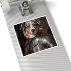 Australian Shepherd Medieval Knight Portrait Sticker, Dog Portrait Vinyl Decal, Kiss-Cut Sticker, Australian Shepherd Lover Gift