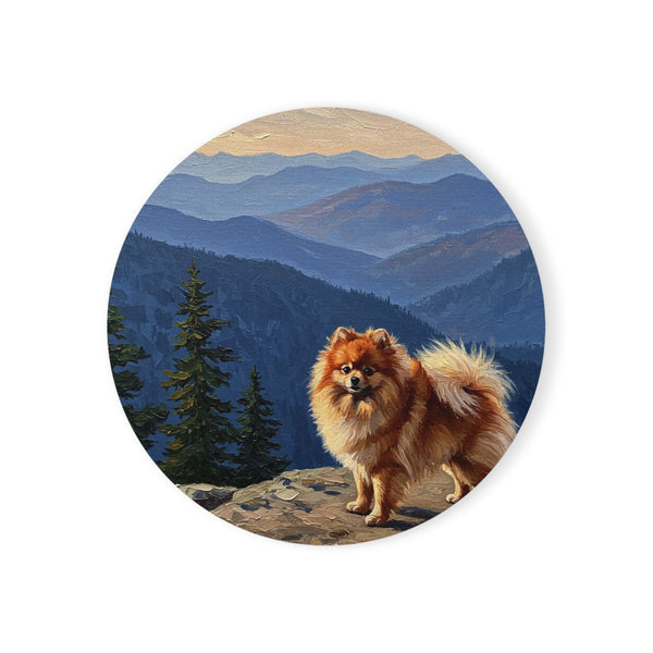 Acrylic Pomeranian - Mountain Overlook | Cork Back Coaster