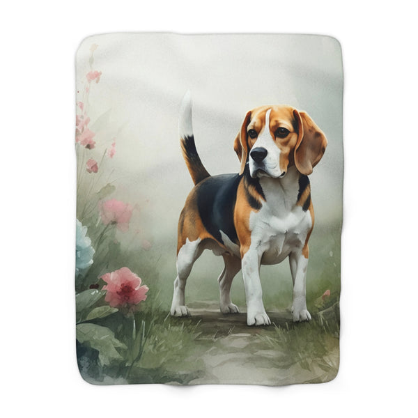 Beagle Watercolor Rain Garden Throw Blanket | Premium Dog Prints | Tritan