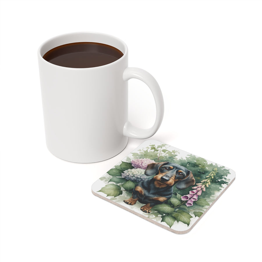 Dachshund Watercolor Garden Peek Drink Coaster | Premium Dog Prints | Tritan — detail view