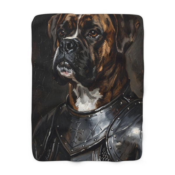 Boxer Medieval Knight Portrait Regal Throw Blanket | Premium Dog Art | Tritan