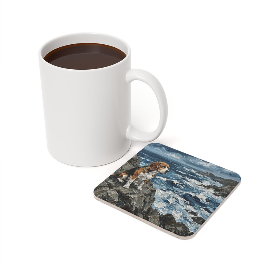 Beagle Acrylic Gallery Print Coastal Cliffside Drink Coaster | Premium Dog Prints | Tritan — detail view