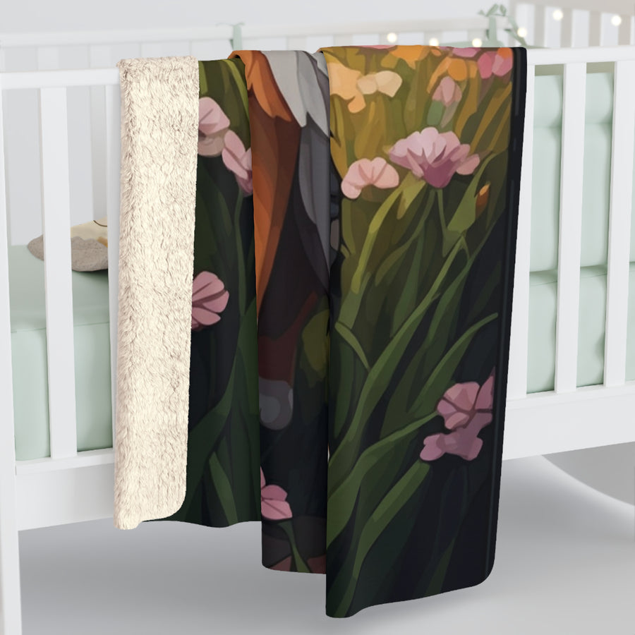 Australian Shepherd Low Poly Prairie Sherpa Fleece Blanket | Dog Lover Gift