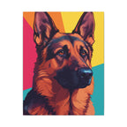 German Shepherd Pop Art Canvas Print, GSD Dog Lover Gift, Modern Pet Wall Art Decor for Home Office, Abstract Dog Portrait