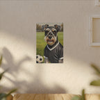 Miniature Schnauzer Soccer Portrait Oil Painting Canvas Wall Art, Schnauzer Dog Lover Gift, Pet Decor, Sports Fan Home Decor