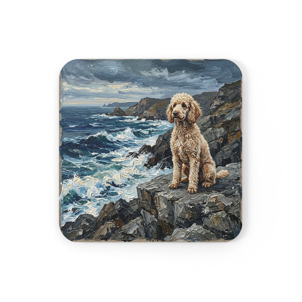 Poodle Acrylic Gallery Print Coastal Cliffside Drink Coaster | Premium Dog Prints | Tritan