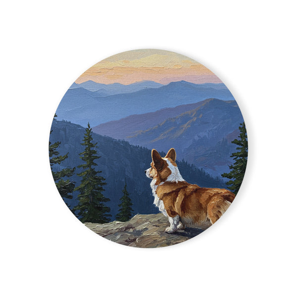 Acrylic Corgi - Mountain Overlook | Cork Back Coaster