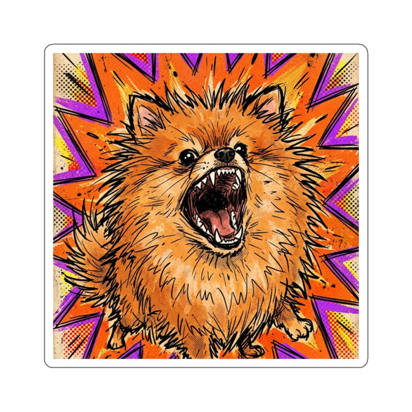 The Fierce Pomeranian Die-Cut Sticker | Comic Dog Art Gift