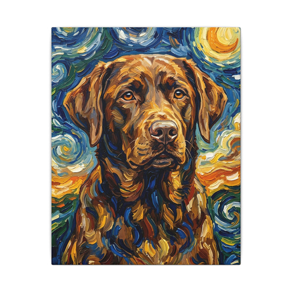 Labrador Retriever Post-Impressionist Oil Painting Canvas, Lab Dog Wall Art Decor, Pet Art