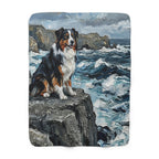 Acrylic Gallery Print Australian Shepherd - Coastal Cliffside | Sherpa Fleece Blanket — primary view