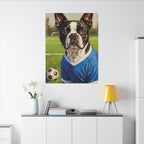 Boston Terrier Oil Painting Soccer Portrait Canvas Wall Art - Dog Lover Gift, Pet Decor, Sports Fan Home Art