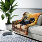 Rottweiler Watercolor Autumn Path Throw Blanket | Premium Dog Prints | Tritan — view 5 of 9