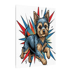 Yorkshire Terrier Canvas Print - Dynamic Comic Book Art with Halftone Dots - Energetic Yorkie Pop Art for Dog Lovers