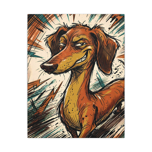 Dachshund Comic Book Art Canvas Print | Retro Pop Art Doxie Wall Decor