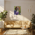 Beagle Soccer Portrait Oil Painting Canvas Print, Dog Wall Art Decor, Pet Lover Gift