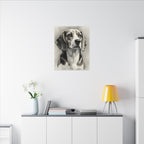 Beagle Charcoal Portrait Canvas Art | Realistic Dog Sketch Wall Decor | Pet Lover Gift | Stretched Canvas Print | Dog Memorial Artwork
