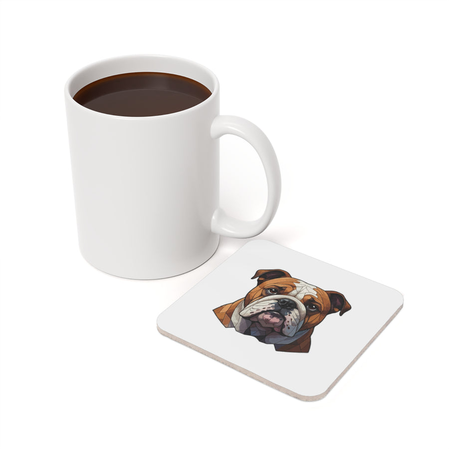 English Bulldog Low Poly Cool Jewel Cork Back Coaster | Dog Lover Gift