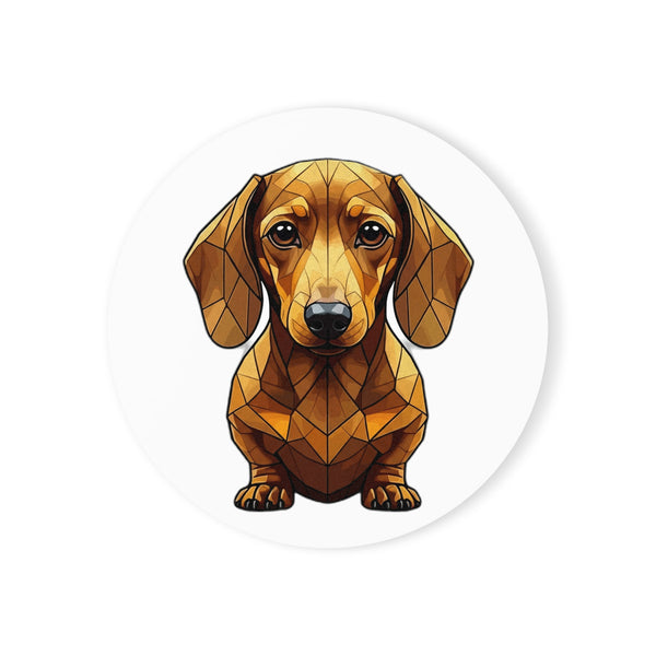 Dachshund Low Poly Monochrome Gold Cork Back Coaster | Dog Lover Gift