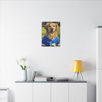 Golden Retriever Oil Painting Soccer Portrait Canvas Wall Art - Dog Lover Gift, Pet Decor for Home, Premium Stretched Canvas Print