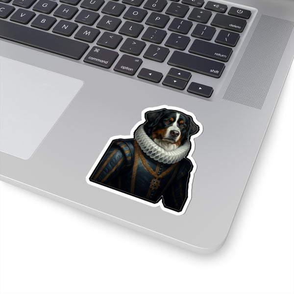 Bernese Mountain Dog Renaissance Royal Portrait Sticker, Dog Portrait Vinyl Decal, Kiss-Cut Sticker, Bernese Mountain Dog Lover Gift — Lifestyle View