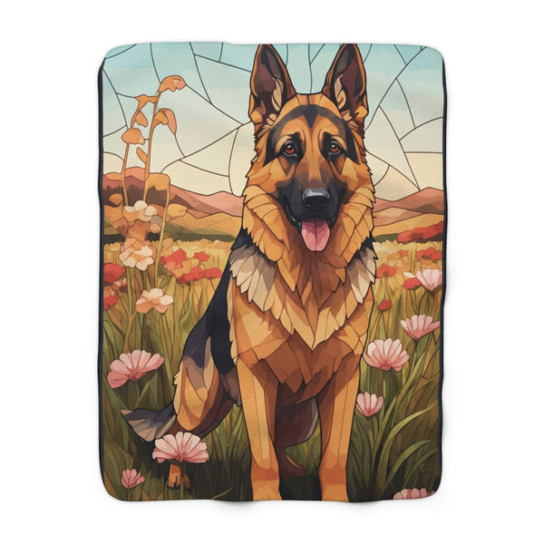 German Shepherd Low Poly Prairie Sherpa Fleece Blanket | Dog Lover Gift