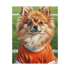 Pomeranian Soccer Portrait Oil Painting Canvas Wall Art | Pomeranian Gift | Dog Lover Decor | Pet Portrait Stretched Canvas Print