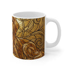 Golden Retriever Stained Glass Monochrome Gold Ceramic Mug 11oz | Dog Lover Gift