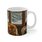 Acrylic Painting Golden Retriever - Winter Hearth | Ceramic Mug 11oz