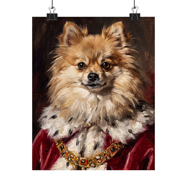 Pomeranian Kings & Queens Royal Portrait Matte Poster, Regal Dog Art Print, Pomeranian Lover Gift, Wall Art