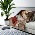 Corgi Kings & Queens Royal Portrait Regal Throw Blanket | Premium Dog Art | Tritan