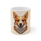 Corgi Low Poly Monochrome Gold Ceramic Mug 11oz | Dog Lover Gift