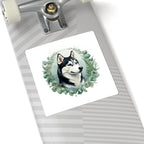 Siberian Husky Watercolor Botanical Wreath Kiss-Cut Stickers | Premium Dog Prints | Tritan — view 9 of 12